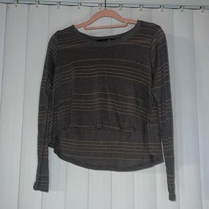 Gray shirt with pink stripes